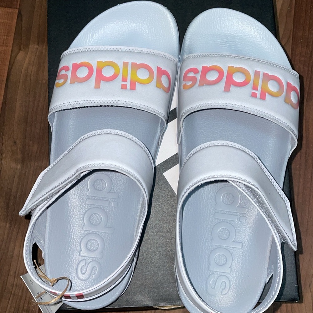 adidas White and Multicolor Sandals - Picture 3 of 7